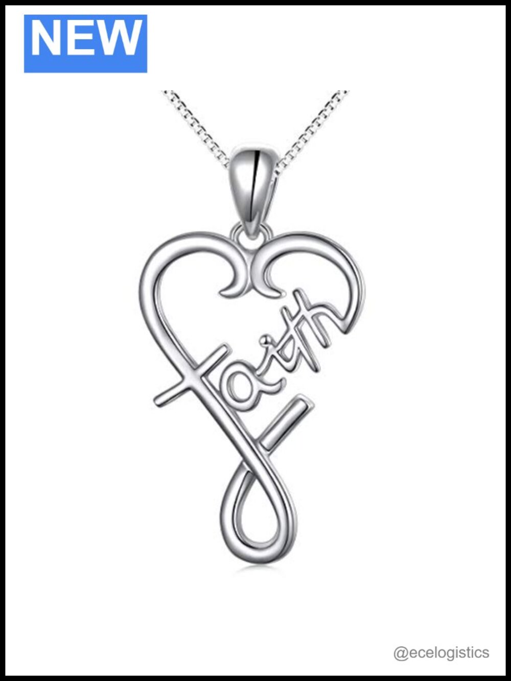 925 Sterling Silver Faith Heart Inspirational Pendant Necklace 18"